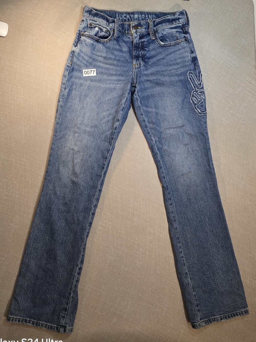 Lucky Brand Women's Blue Embroidered Straight Jeans